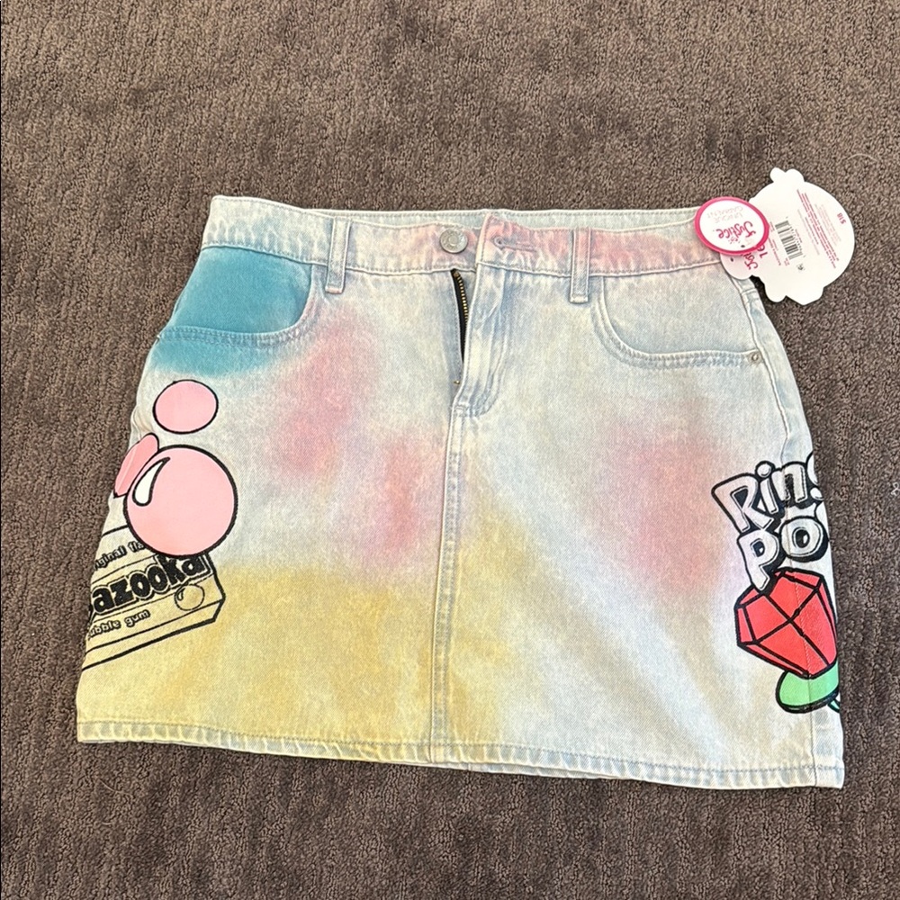 Colorful Denim Skirt with Graphics